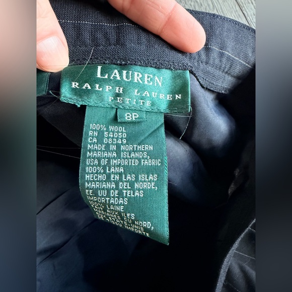 Lauren Ralph Lauren Petite Pinstripe Pants in Black Size 8P 8 Petite - Picture 3 of 6